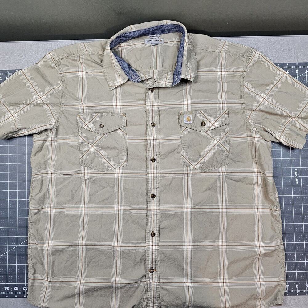 Carhartt Shirt Mens XXL Bozeman Plaid Poplin Work Button Down Preppy Casual